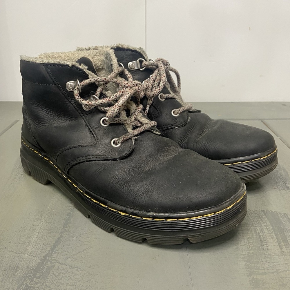 Doc Martens Bonny Womens Boots Sz 10 Faux Fur Lined Black Leather
